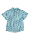 SHORT SLEEVE FISHING SHIRT - AQUA TUNA ALLOVER PRINT