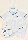 WILL'BETH 3 PIECE BOYS SAILOR KNIT ROMPER