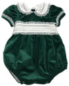 GREEN VELVET SASH WAIST BUBBLE