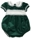GREEN VELVET SASH WAIST BUBBLE