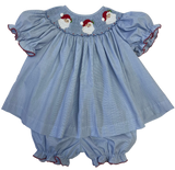 SANTA CLAUSE SMOCKED BISHOP BLOOMER SET