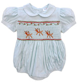 LIGHT BLUE SMOCKED REINDEER BUBBLE