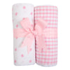 PINK BOW SET OF TWO FABRIC BURPS