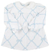 LONG SLEEVE HOLLY DAY DRESS BELLE MEADE BOW ( BUCKHEAD BLUE ) WITH WORTH AVENUE WHITE
