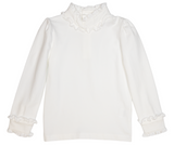 MARY WHITE LONG SLEEVE RUFFLE COLLAR TOP