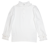 MARY WHITE LONG SLEEVE RUFFLE COLLAR TOP