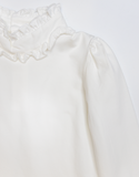 MARY WHITE LONG SLEEVE RUFFLE COLLAR TOP