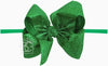 THIN NYLON HEADBAND WITH GLITTER METALLIC HAIR BOW - EMERALD
