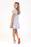 GIRLS BLUE FLORAL CARLA SHIRRED SKIRT SET