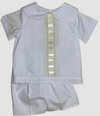 THE ANDREW WHITE AND ECRU HEIRLOOM SHORT SET