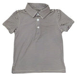 PERFORMANCE POLO - PURPLE, GOLD AND WHITE STRIPE