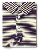 PERFORMANCE POLO - PURPLE, GOLD AND WHITE STRIPE