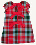 BETTS BOW DRESS WILSON PIER PLAID WITH RICHMOND RED BOWS