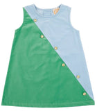 BLAKE BUTTON DRESS ( VELVETEEN ) BARRINGTON BLUE AND KIAWAH KELLY GREEN