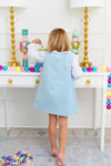BLAKE BUTTON DRESS ( VELVETEEN ) BARRINGTON BLUE AND KIAWAH KELLY GREEN