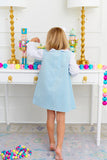BLAKE BUTTON DRESS ( VELVETEEN ) BARRINGTON BLUE AND KIAWAH KELLY GREEN