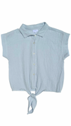 SAYER PLEAT GAUZE TOP - LIGHT BLUE