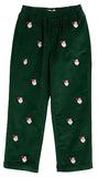 CRITTER SHEFFIELD PANTS ( CORDUROY ) GRIER GREEN WITH NANTUCKET NAVY STORK AND SANTA EMBROIDERY