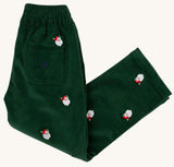 CRITTER SHEFFIELD PANTS ( CORDUROY ) GRIER GREEN WITH NANTUCKET NAVY STORK AND SANTA EMBROIDERY