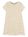 IVORY RAINBOW TWEED PRINCESS DRESS - FRINGE HEM