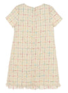 IVORY RAINBOW TWEED PRINCESS DRESS - FRINGE HEM