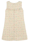 IVORY TWEED SLEEVELESS DRESS - FRINGE TRIM