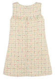 IVORY TWEED SLEEVELESS DRESS - FRINGE TRIM