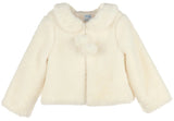 COZY FUZZY COAT WITH POM POMS - IVORY