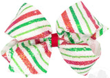 MEDIUM STRIPE PRINT SEQUIN HAIR BOW