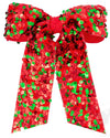 LARGE RED AND GREEN VELVET SEQUIN TWO-LOOP HAIR BOW