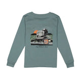 BOYS LONG SLEEVE TEE - GONE FISHIN - STEEL BLUE
