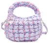 QUILTED SCRUNCHIES FLORAL PRINTED MINI HOBO CROSSBODY BAG - LAVENDER FLORAL PRINT SCRUNCH
