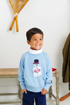 ISAAC'S INTARSIA SWEATER - BEALE STREET BLUE WITH SNOWMAN INTARSIA
