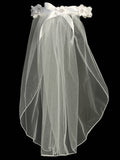 18" VEIL - SATIN FLOWERS WITH RHINESTONES
