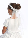 18" VEIL - SATIN FLOWERS WITH RHINESTONES
