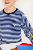 LONG SLEEVE CARTER CREWNECK - BARRINGTON BLUE AND NANTUCKET NAVY STRIPE