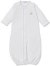 PREMIER NOAH'S ARK WHITE AND BLUE HAND EMBROIDERED CONVERTIBLE GOWN