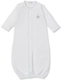 PREMIER NOAH'S ARK WHITE AND BLUE HAND EMBROIDERED CONVERTIBLE GOWN