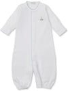 PREMIER NOAH'S ARK WHITE AND BLUE HAND EMBROIDERED CONVERTIBLE GOWN
