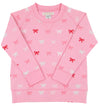 CASSIDY COMFY CREWNECK - BITTY BOWS WITH HAMPTONS HOT PINK