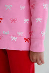 CASSIDY COMFY CREWNECK - BITTY BOWS WITH HAMPTONS HOT PINK