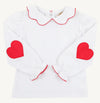 EMMA'S ELBOW PATCH TOP - WORTH AVENUE WHITE WITH RICHMOND RED HEARTS