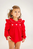 LONG SLEEVE BILTMORE BUBBLE - RICHMOND RED WITH HEART EMBROIDERY