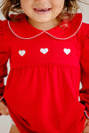 LONG SLEEVE BILTMORE BUBBLE - RICHMOND RED WITH HEART EMBROIDERY