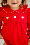LONG SLEEVE BILTMORE BUBBLE - RICHMOND RED WITH HEART EMBROIDERY