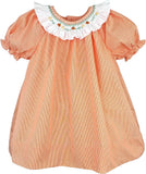 DRESS WITH SMOCKED COLLAR AND BULLION PUMPKINS