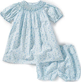 BABY GIRLS FLORAL PRINT BISHOP SMOCKED DRESS