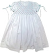 HEIRLOOM DRESS WHITE WITH BLUE AND PINK SMOCKING