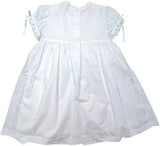 HEIRLOOM DRESS WHITE WITH BLUE AND PINK SMOCKING