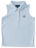 GIRLS SLEEVELESS PRO PERFORMACE POLO SHIRT - CLEAR SKY STRIPE